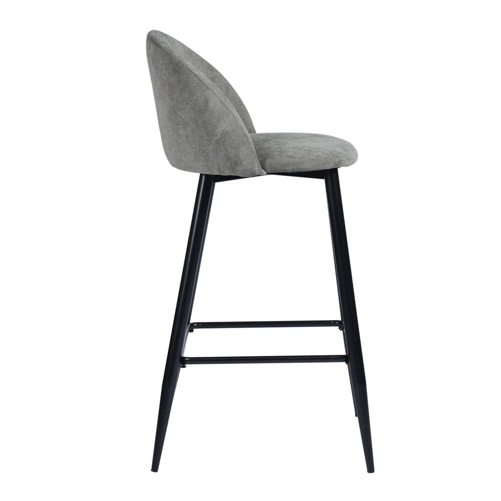 Set of Two 26" Gray And Black Fabric And Steel Low Back Counter Height Bar Chairs