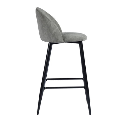 Set of Two 26" Gray And Black Fabric And Steel Low Back Counter Height Bar Chairs