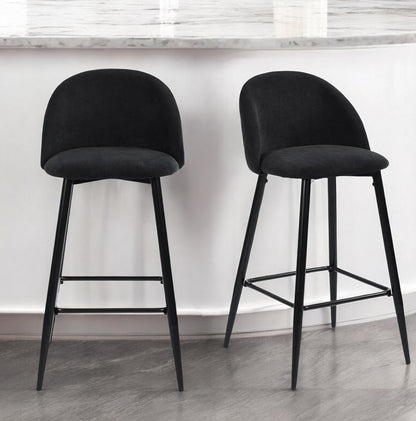 Set of Two 26" Blue And Black Steel Low Back Counter Height Bar Chairs