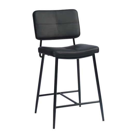 Set Of Two 36" Black Faux Leather Low Back Counter Height Bar Chairs