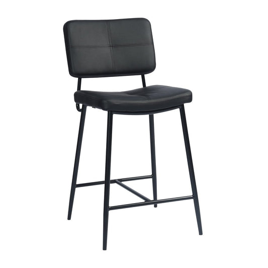 Set Of Two 36" Black Faux Leather Low Back Counter Height Bar Chairs