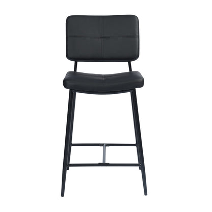 Set Of Two 36" Black Faux Leather Low Back Counter Height Bar Chairs