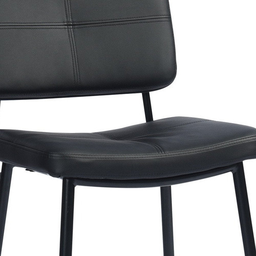 Set Of Two 36" Black Faux Leather Low Back Counter Height Bar Chairs