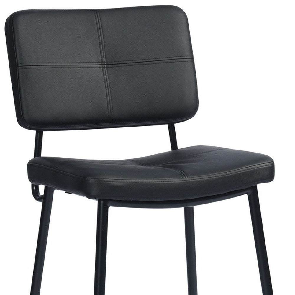 Set Of Two 36" Black Faux Leather Low Back Counter Height Bar Chairs