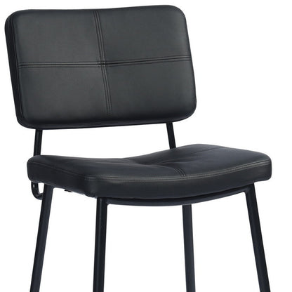 Set Of Two 36" Black Faux Leather Low Back Counter Height Bar Chairs
