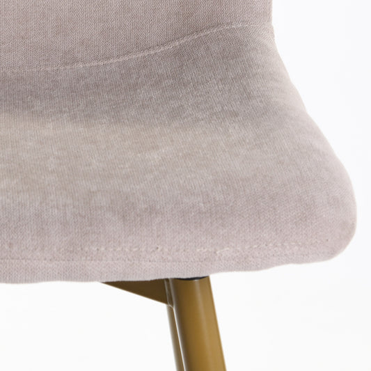 Set of Two 30" Light Taupe and Gold Fabric and Steel Bar Height Swivel Bar Chairs