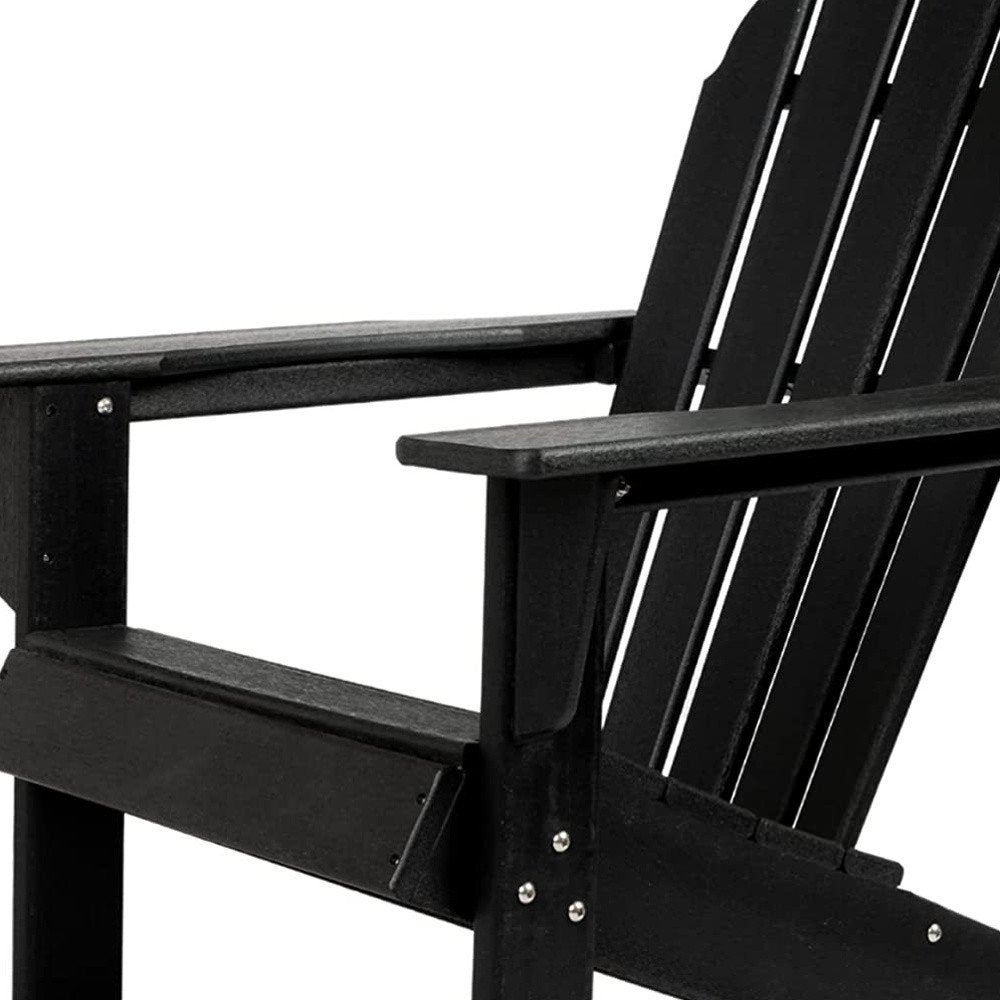 32" Black Heavy Duty Plastic Indoor Outdoor Adirondack Chair