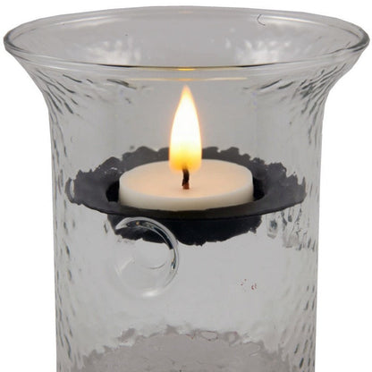 4" Clear Glass Tabletop Hurricane Candle Holder With Candle