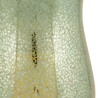 14" Green Glass Centerpiece Hurricane Candle Holder With Candle