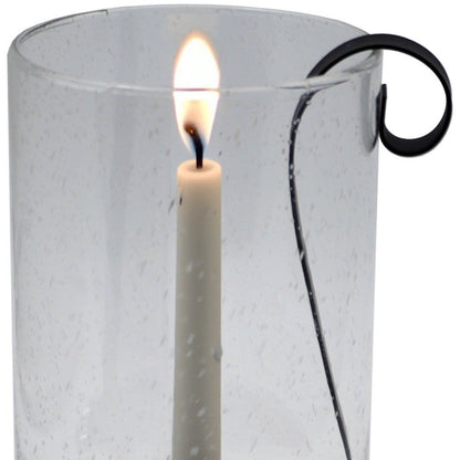 12" Light Gray Glass Centerpiece Taper Candle Holder With Candle