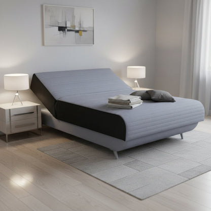 Light Gray Full Adjustable Upholstered Polyester No Bed Frame with Mattress