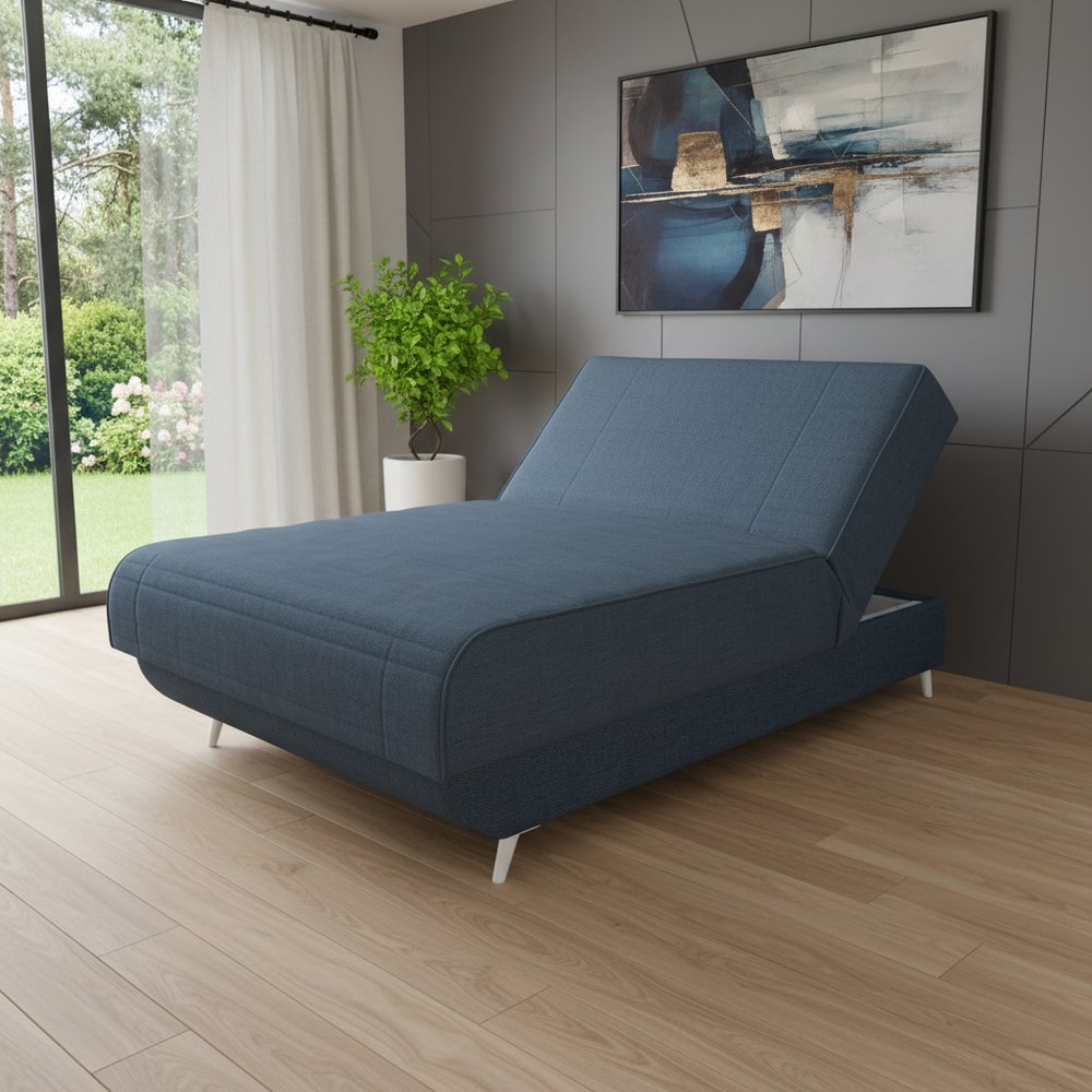 Blue Jeans and Blue Full Adjustable Upholstered Polyester No Bed Frame with Mattress