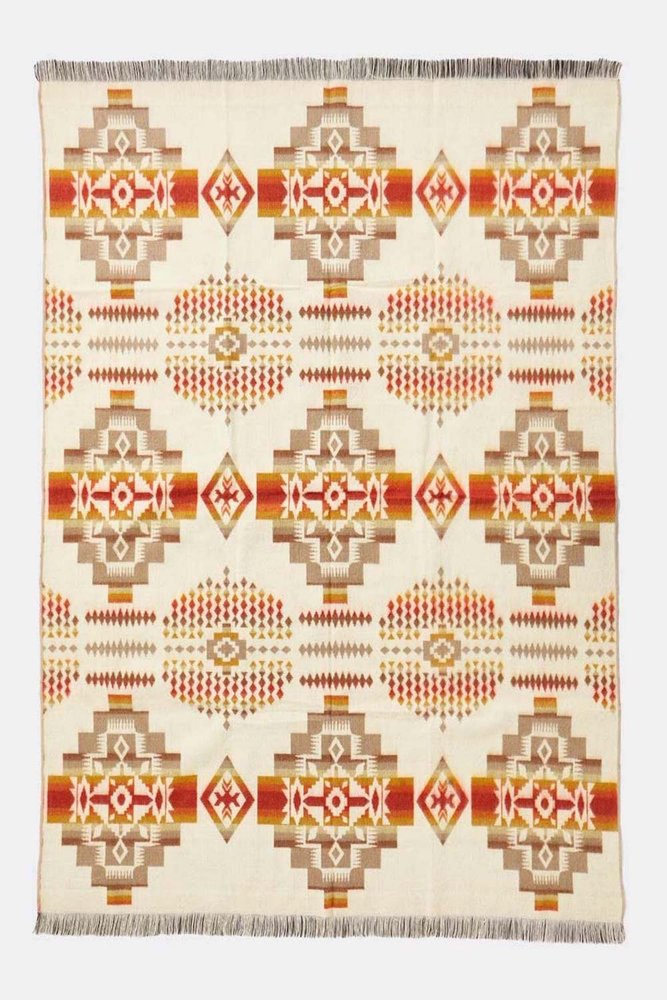 Off White Woven Acrylic Reversable Throw