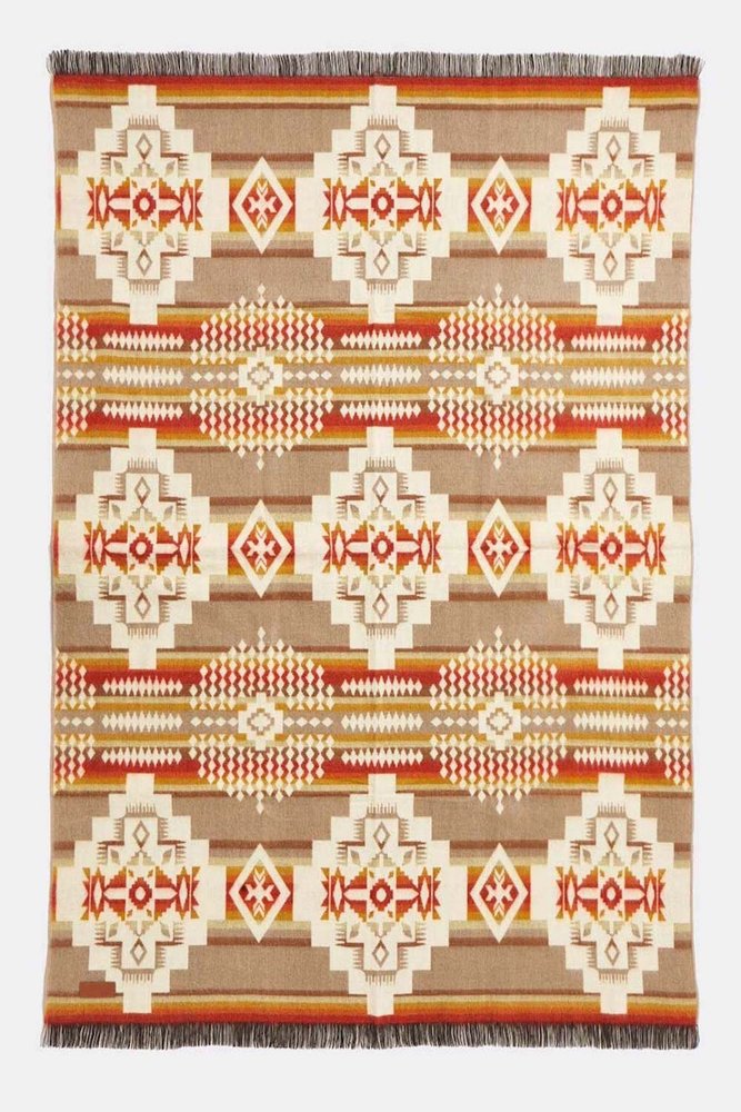 Off White Woven Acrylic Reversable Throw