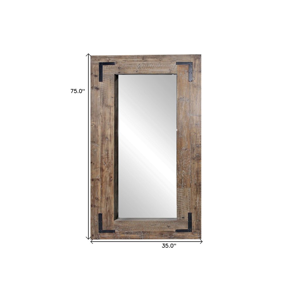 75" Brown Wood Framed Leaning Accent Mirror