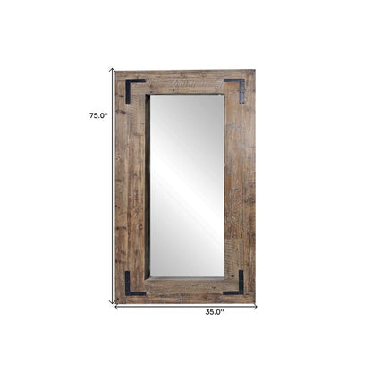 75" Brown Wood Framed Leaning Accent Mirror
