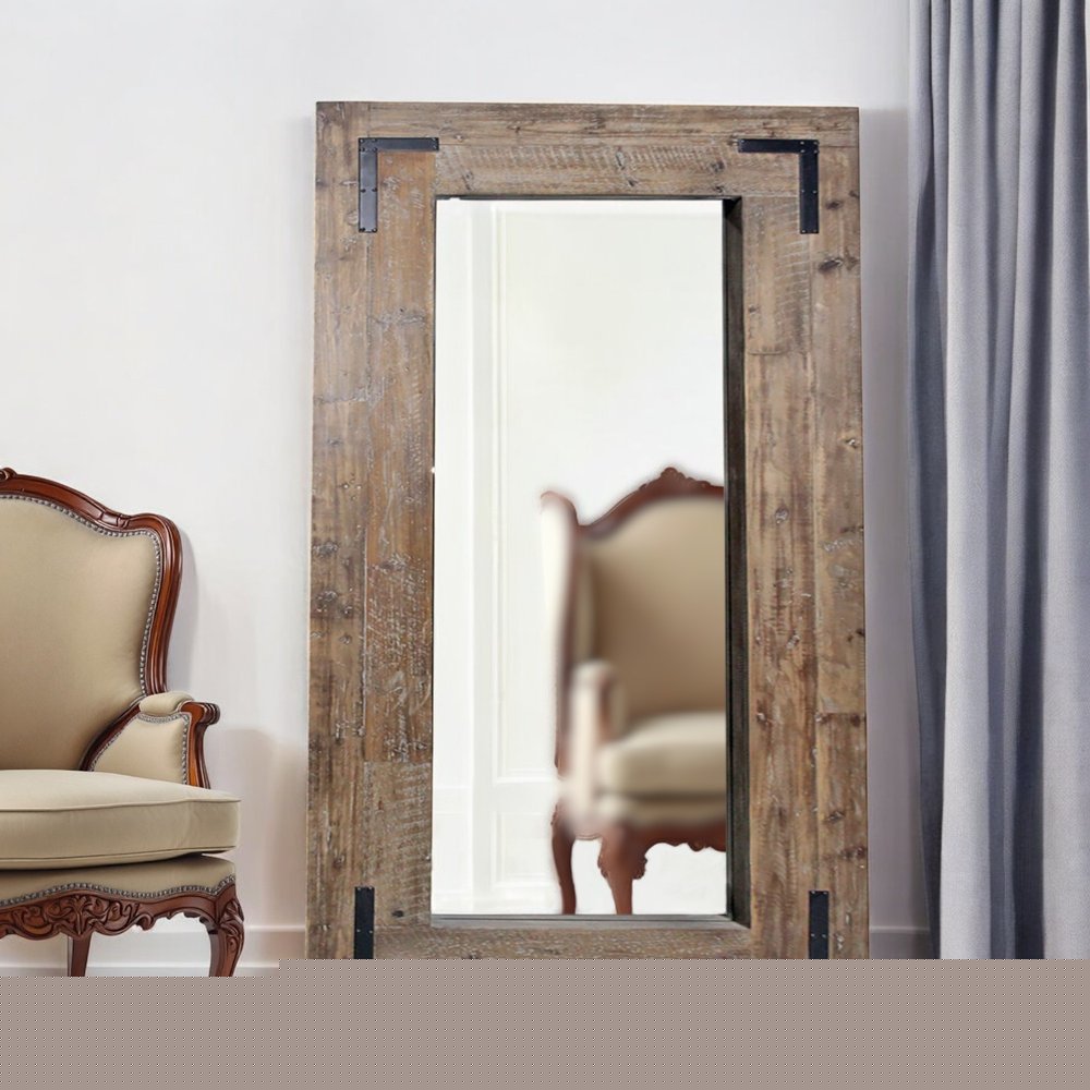 75" Brown Wood Framed Leaning Accent Mirror