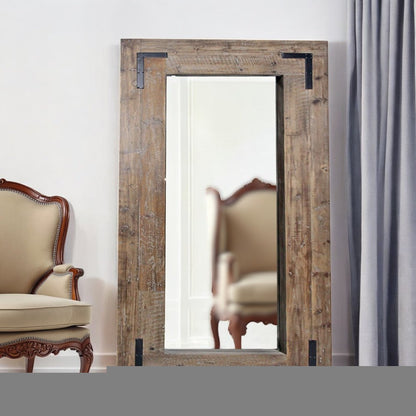 75" Brown Wood Framed Leaning Accent Mirror