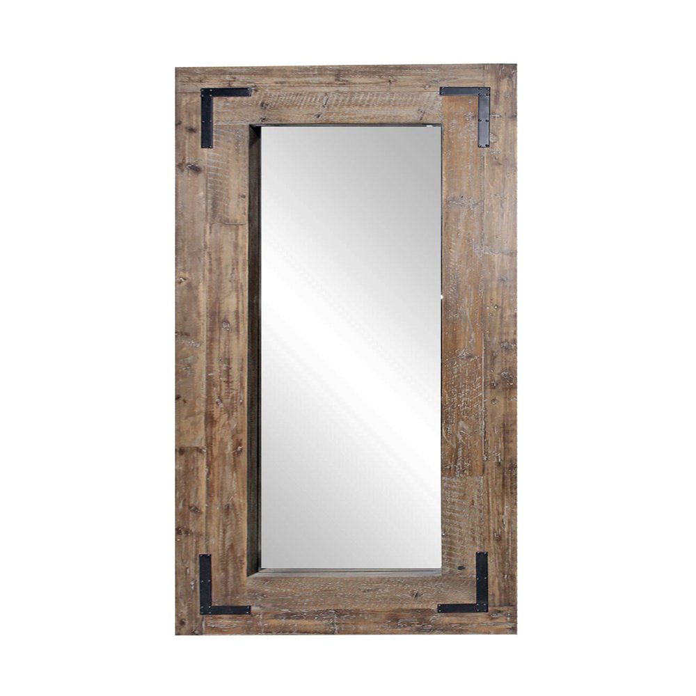 75" Brown Wood Framed Leaning Accent Mirror