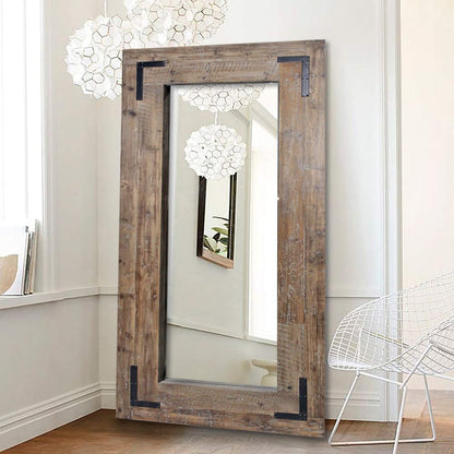 75" Brown Wood Framed Leaning Accent Mirror