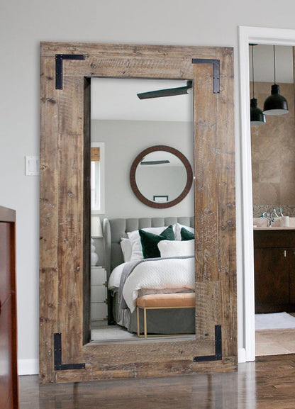 75" Brown Wood Framed Leaning Accent Mirror