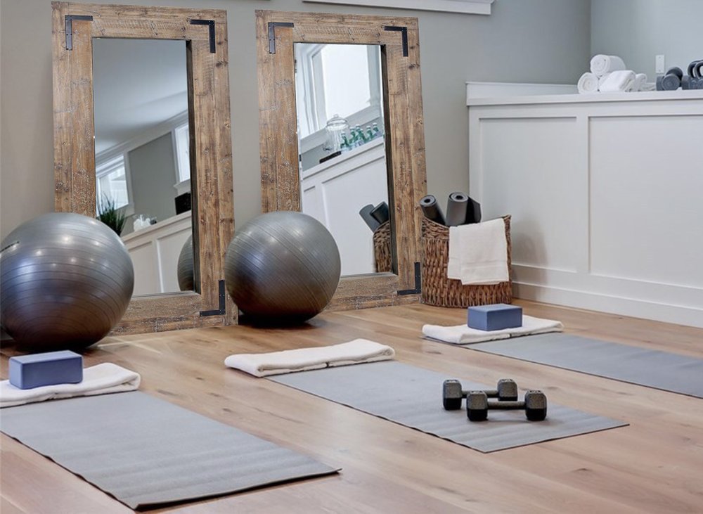 75" Brown Wood Framed Leaning Accent Mirror