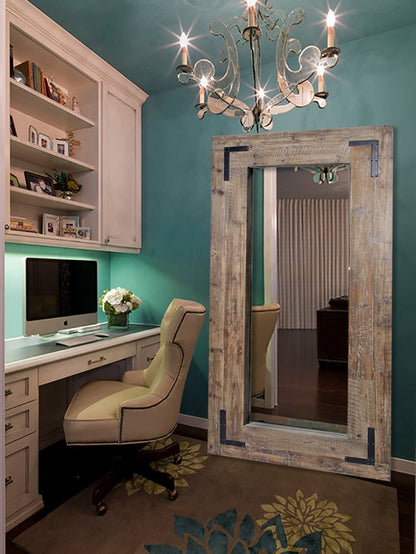75" Brown Wood Framed Leaning Accent Mirror