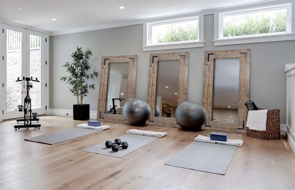 75" Brown Wood Framed Leaning Accent Mirror