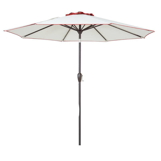 9' Beige And Terracotta Polyester Octagonal Tilt Market Patio Umbrella