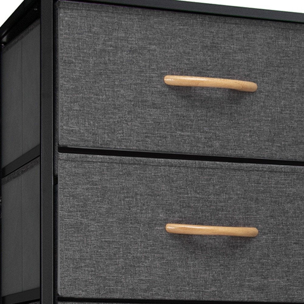 Set Of Six 18" Black And Gray Fabric and Steel Six Drawer Dresser