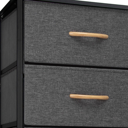 Set Of Six 18" Black And Gray Fabric and Steel Six Drawer Dresser