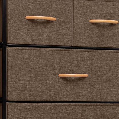 23" Brown Steel and Fabric Six Drawer Combo Dresser