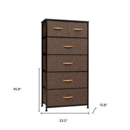 23" Brown Steel and Fabric Six Drawer Combo Dresser