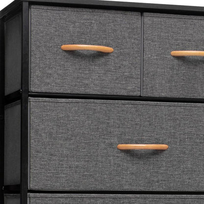 23" Gray and Black Steel and Fabric Six Drawer Chest