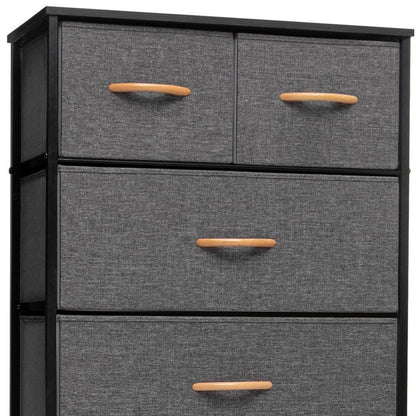 23" Gray and Black Steel and Fabric Six Drawer Chest