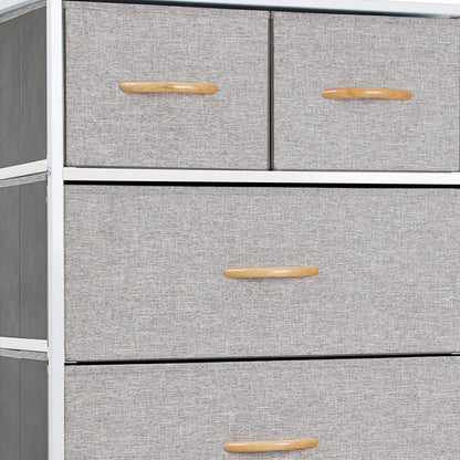 23" Gray and White Steel and Fabric Six Drawer Chest