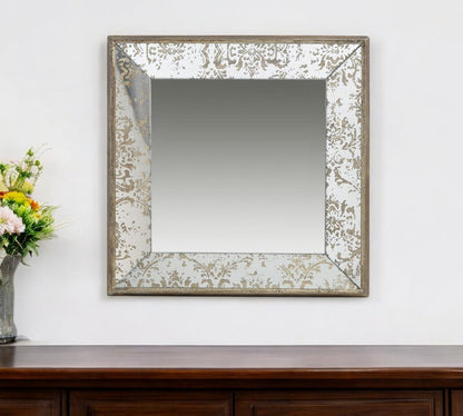 15" Square Vintage Style Wall Mounted Accent Mirror