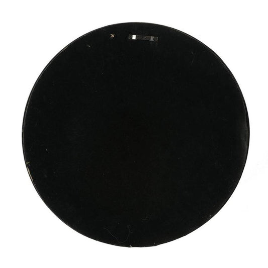 24" Dark Brown Distressed Wood Round Framed Accent Mirror
