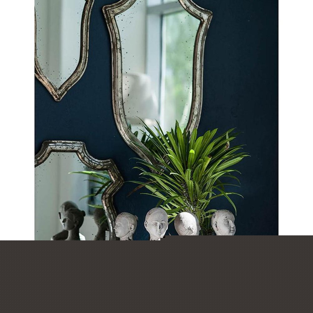 24" Distressed Metallic Crest Shape Wall Mounted Accent Mirror Framed