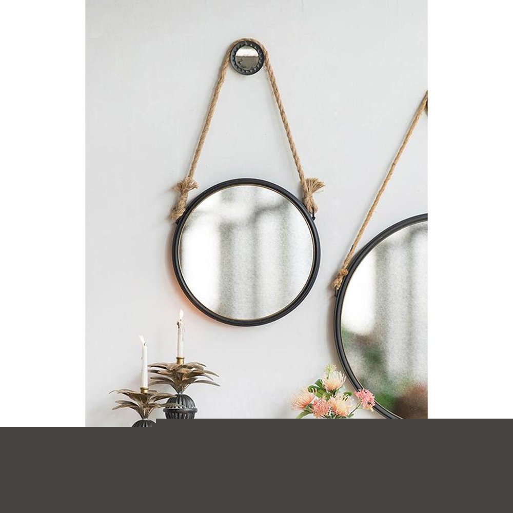 Black and Silver Round Accent Metal Mirror