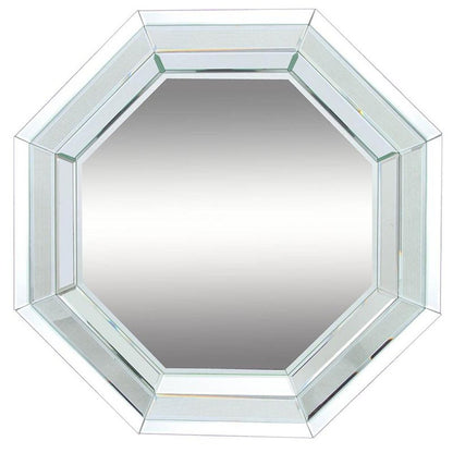 28" Silver Octagon Glass Framed Accent Mirror