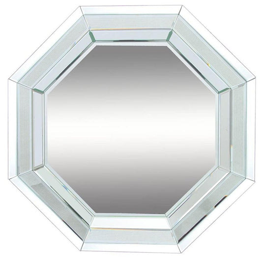 28" Silver Octagon Glass Framed Accent Mirror