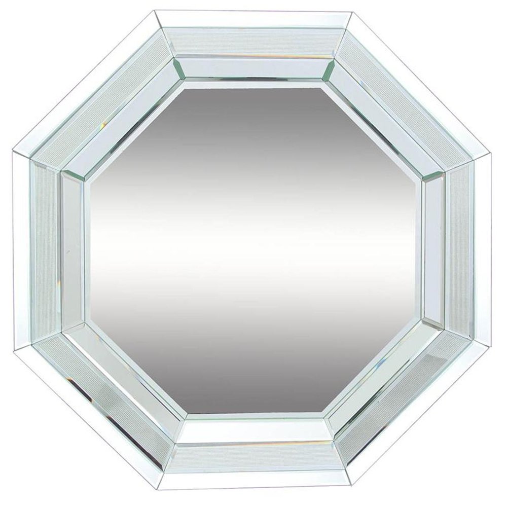 28" Silver Octagon Glass Framed Accent Mirror