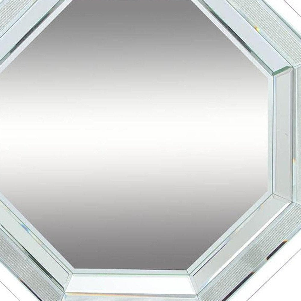 28" Silver Octagon Glass Framed Accent Mirror