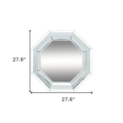 28" Silver Octagon Glass Framed Accent Mirror