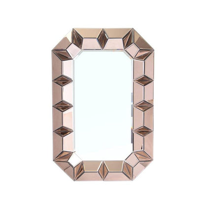 35" Rose Gold Glass Abstract Ornate Framed Accent Mirror