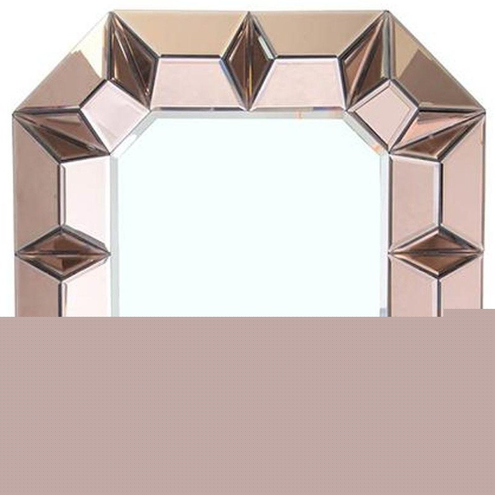 35" Rose Gold Glass Abstract Ornate Framed Accent Mirror