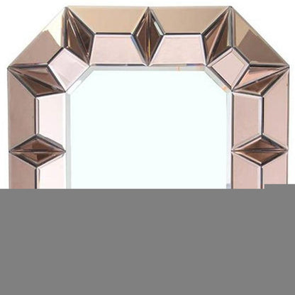 35" Rose Gold Glass Abstract Ornate Framed Accent Mirror