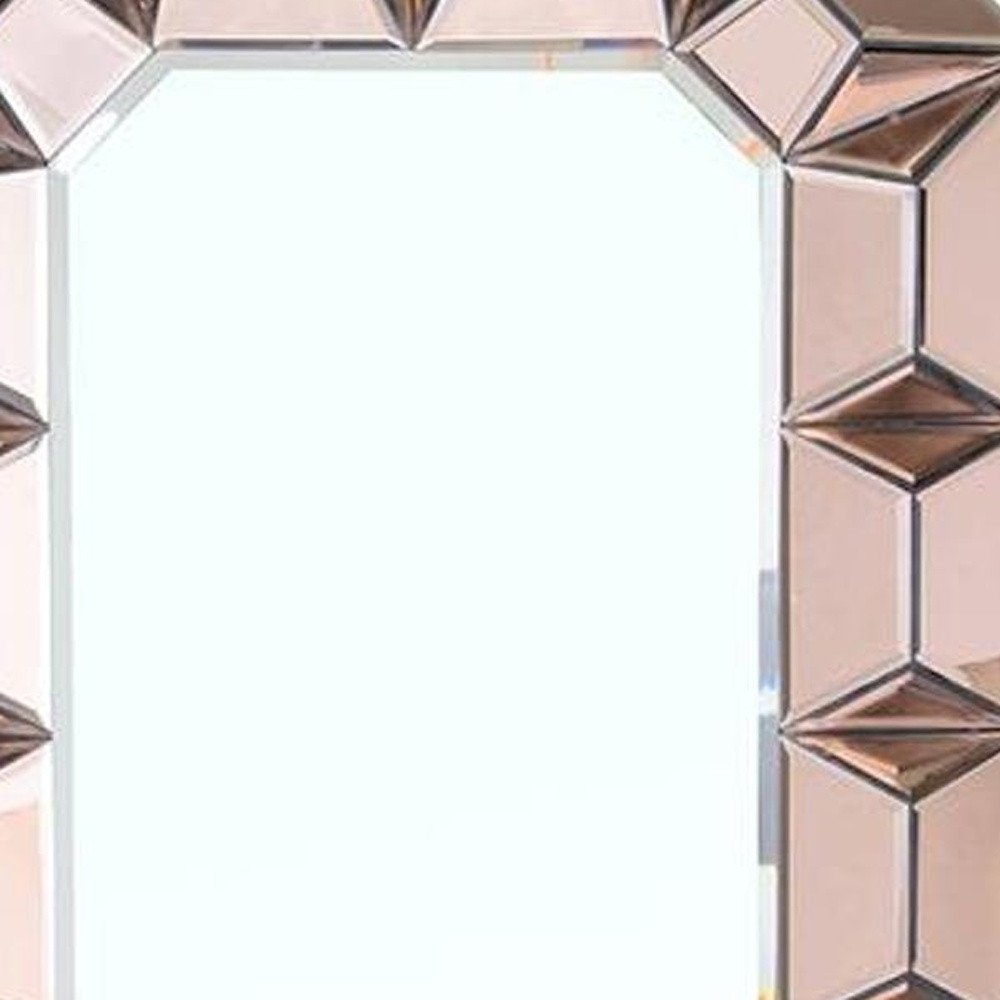 35" Rose Gold Glass Abstract Ornate Framed Accent Mirror
