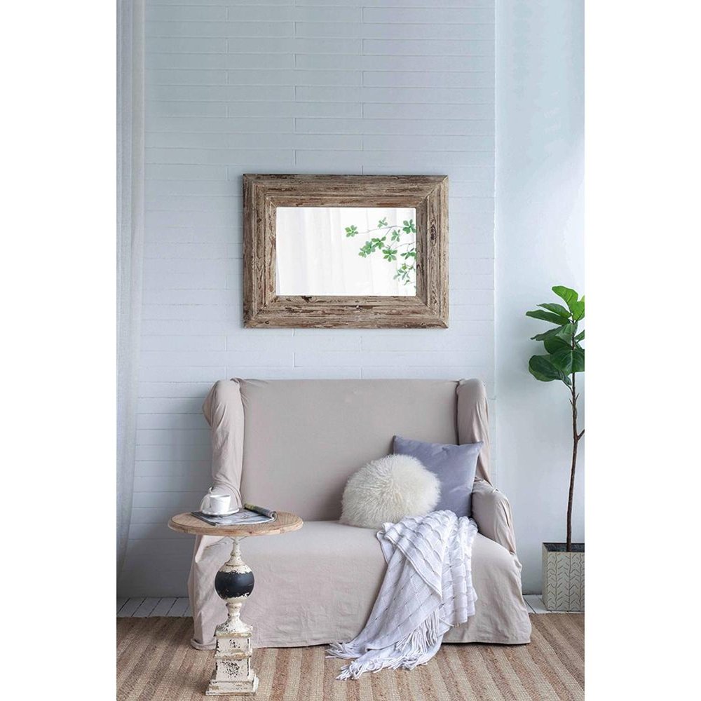 39" Natural Distressed Wood Framed Accent Mirror